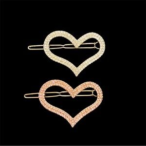Rhinestone Heart Shape Hair Clips
